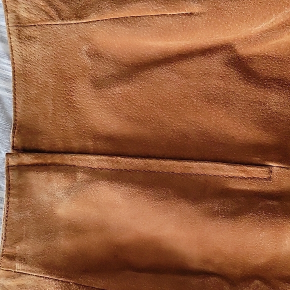 Vintage Leather Skirt With Slit Sz 5/6 - Picture 3 of 3